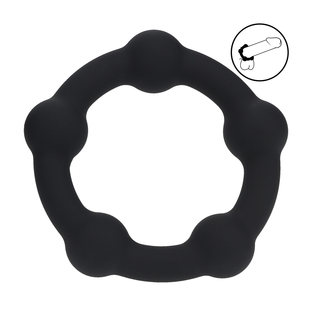 Levelz by shots Kralen Silikon Cockring - S - 30mm - Zwart (8714273062475)