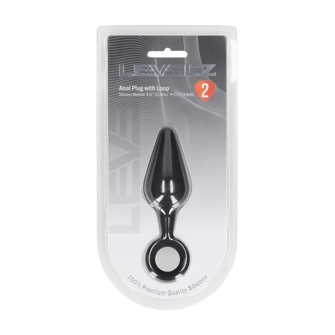 Levelz by shots Siliconen Anale Plug met Lus - M - Zwart (8714273064868)