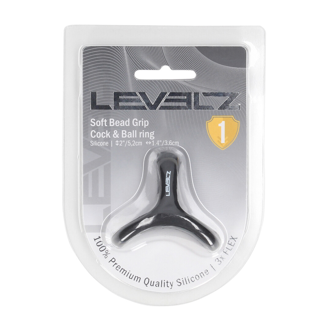 Levelz by shots Zachte Kraal Grip Siliconen Penis- en Ballenring - Zwart (8714273063526)
