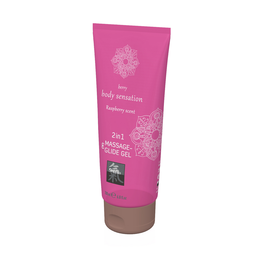 Hot 2 in 1 Massage en Glide Gel - Framboos - 7 fl oz / 200 ml (4042342005004)