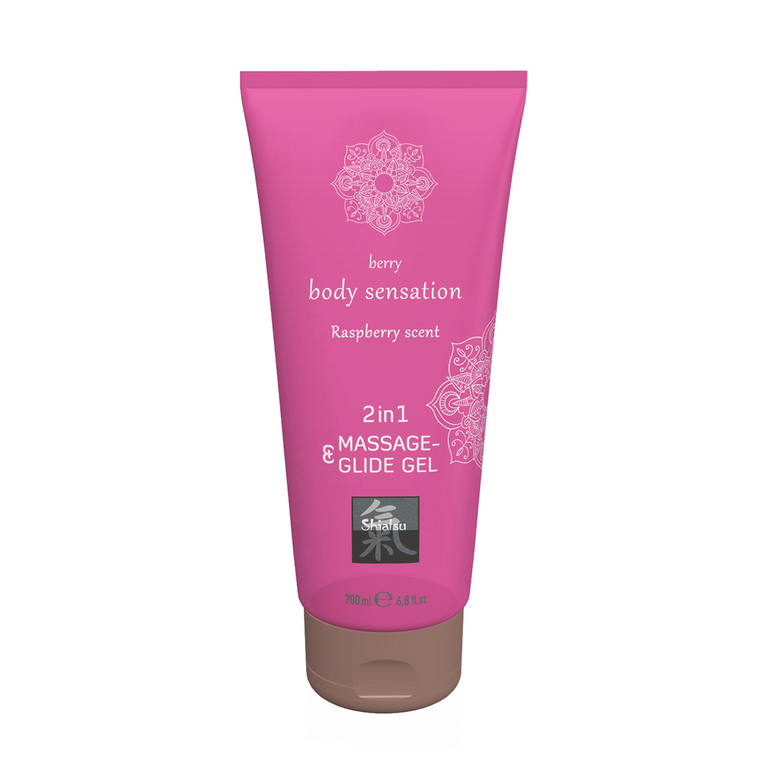 Hot 2 in 1 Massage en Glide Gel - Framboos - 7 fl oz / 200 ml (4042342005004)