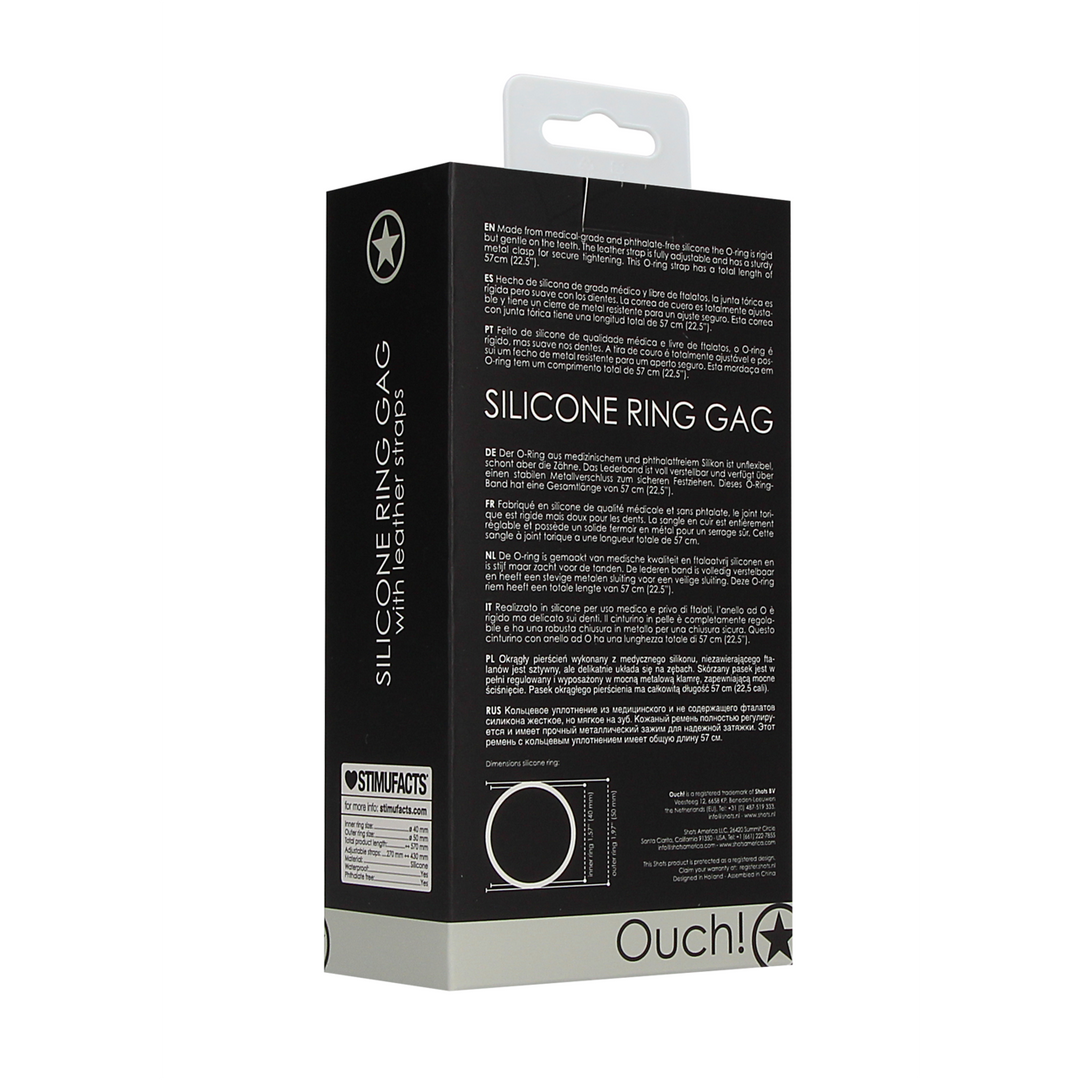 Ouch! by shots Siliconen Ring Gag met Leren Straps (8714273492425)