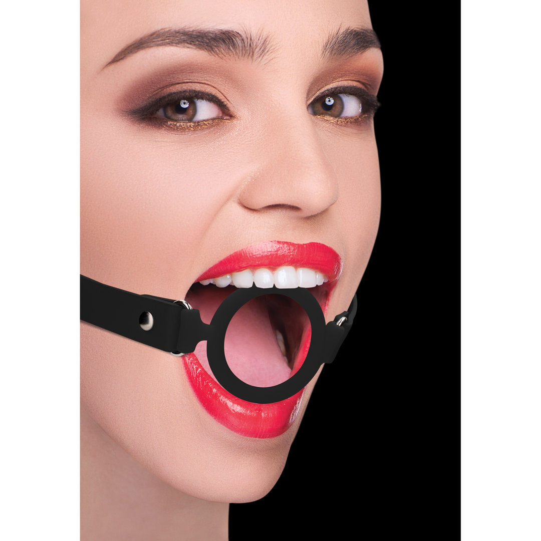 Ouch! by shots Siliconen Ring Gag met Leren Straps (8714273492425)