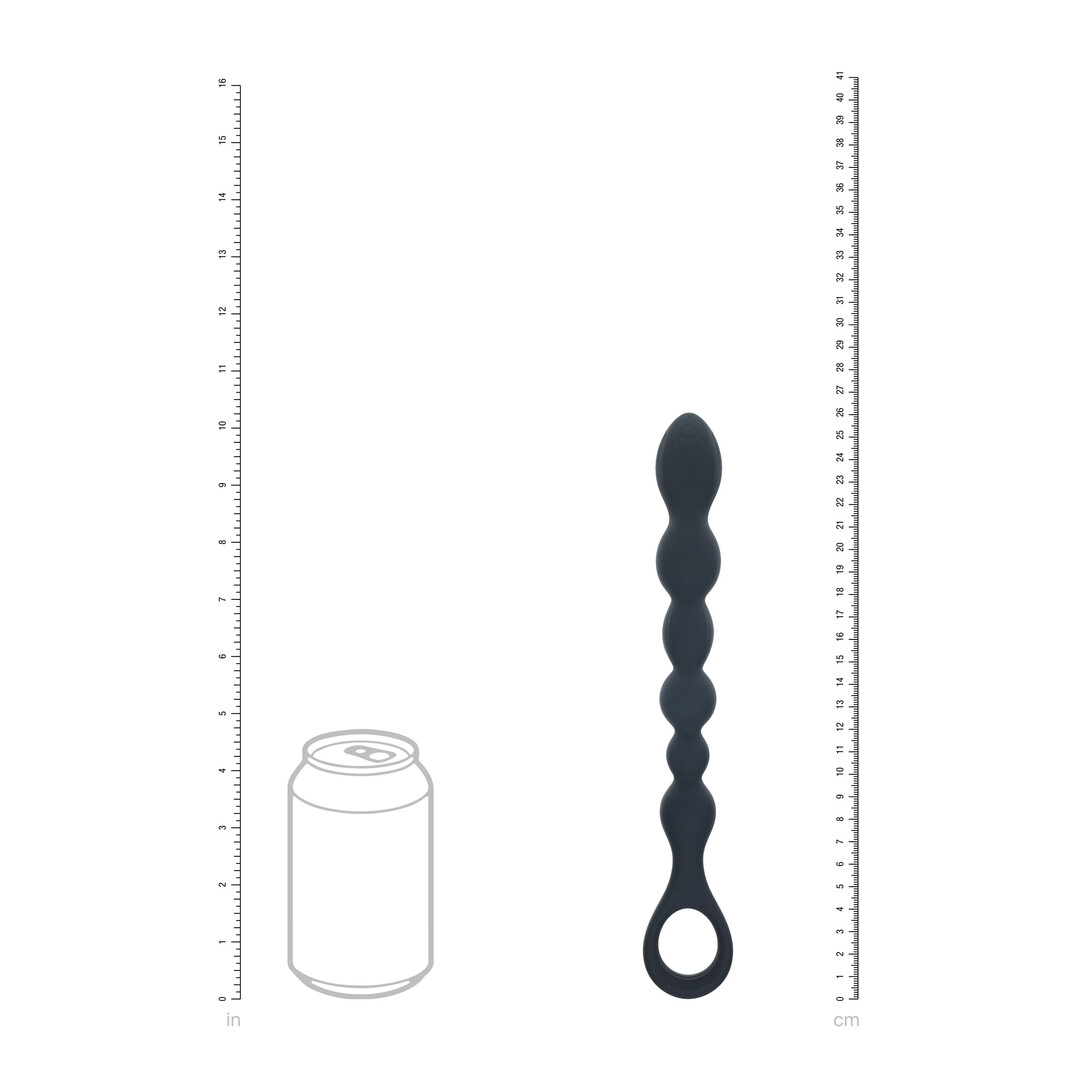 Levelz by shots Kralen Slang Silicone Anale Probe met Lus - Zwart (8714273066718)