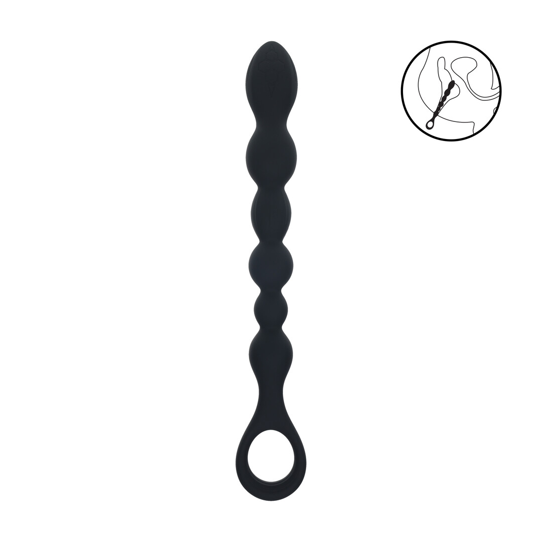 Levelz by shots Kralen Slang Silicone Anale Probe met Lus - Zwart (8714273066718)