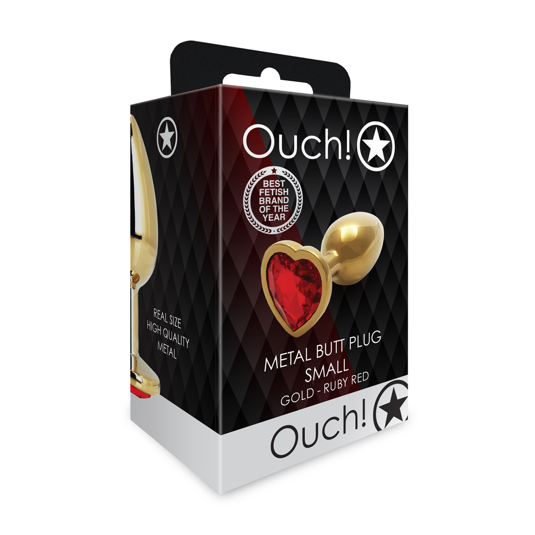 Ouch! by shots Hartvormige Edelpunt - Klein - Goud/Rood (8714273492920)