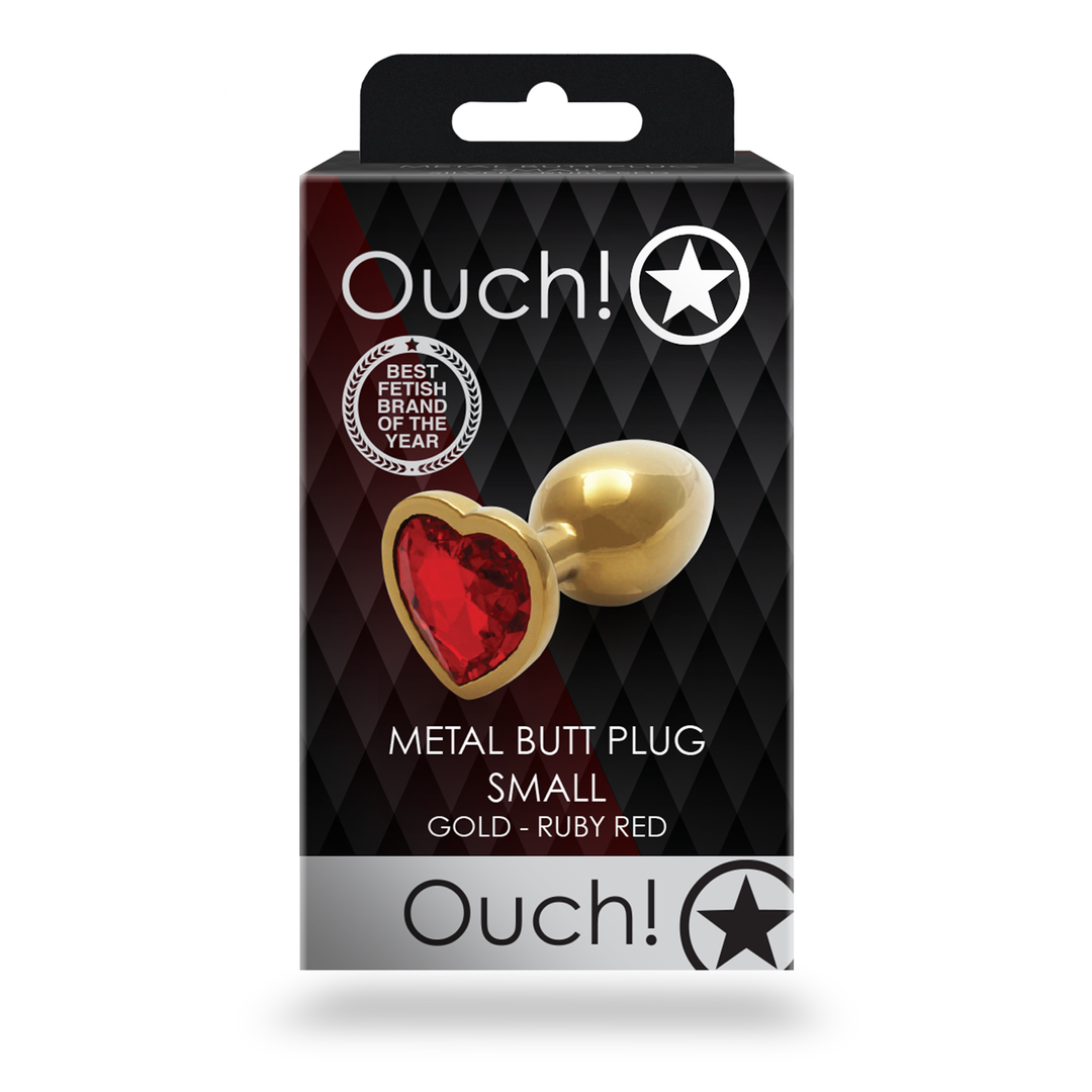 Ouch! by shots Hartvormige Edelpunt - Klein - Goud/Rood (8714273492920)