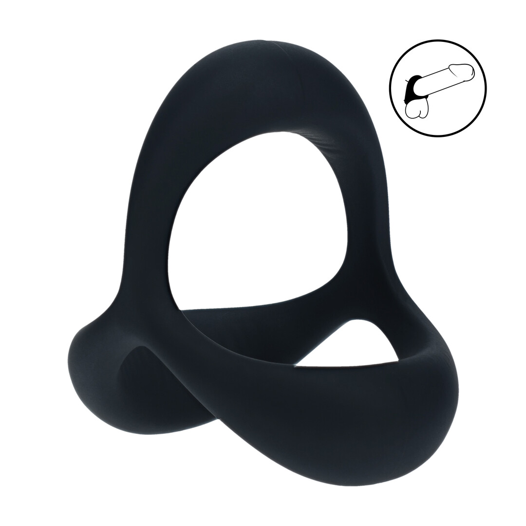 Levelz by shots Tri O Ergo Siliconen Cockring - Zwart (8714273063540)