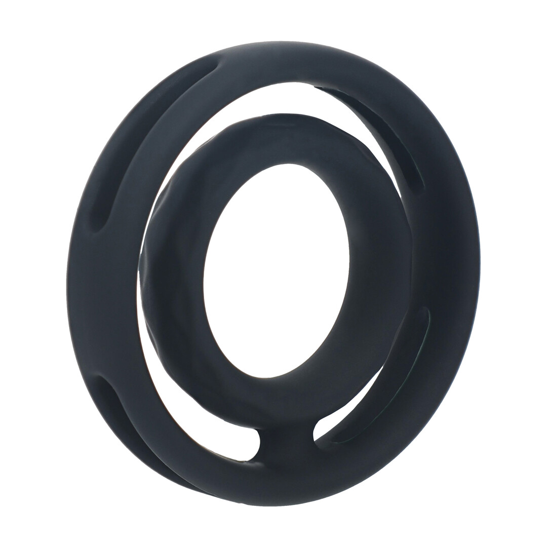 Levelz by shots Classic Grooved Silicone Penis- en Ballenring - Zwart (8714273063502)