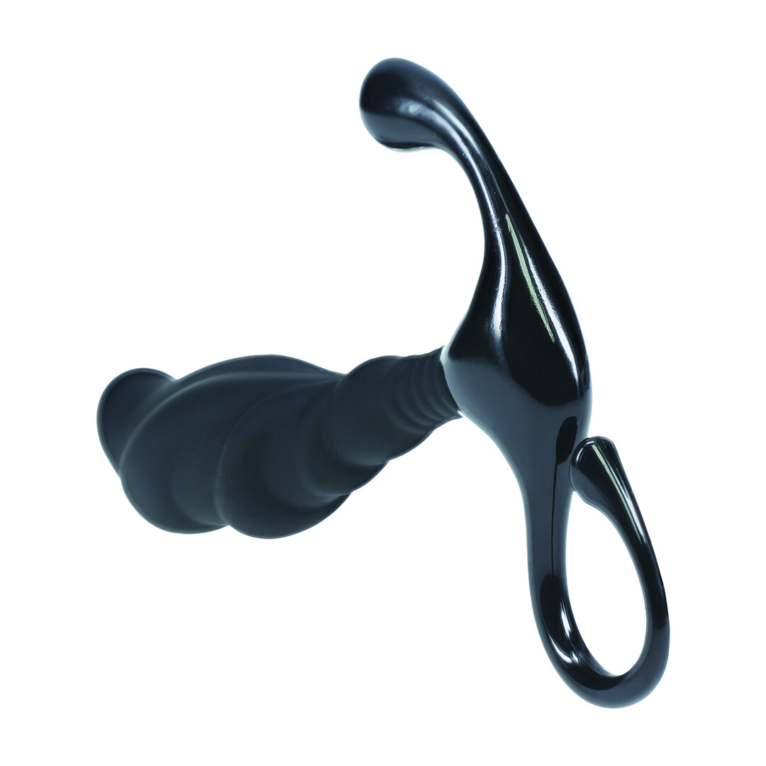 Levelz by shots Geribbelde Hard Loop Silicone Prostaat Massager - L - Zwart (8714273066602)