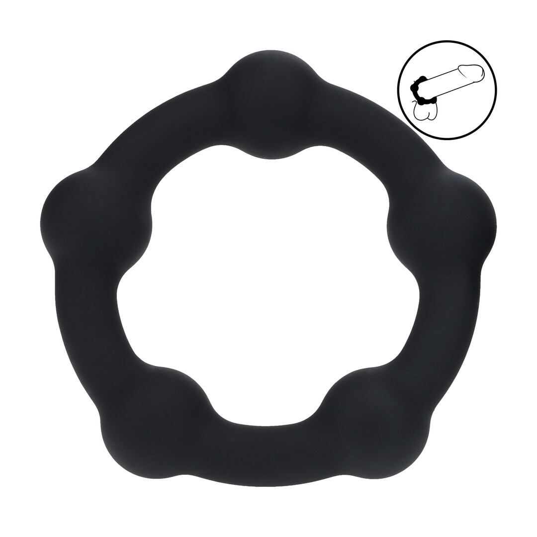 Levelz by shots Kralen Siliconen Cockring - L - 45mm - Zwart (8714273062567)