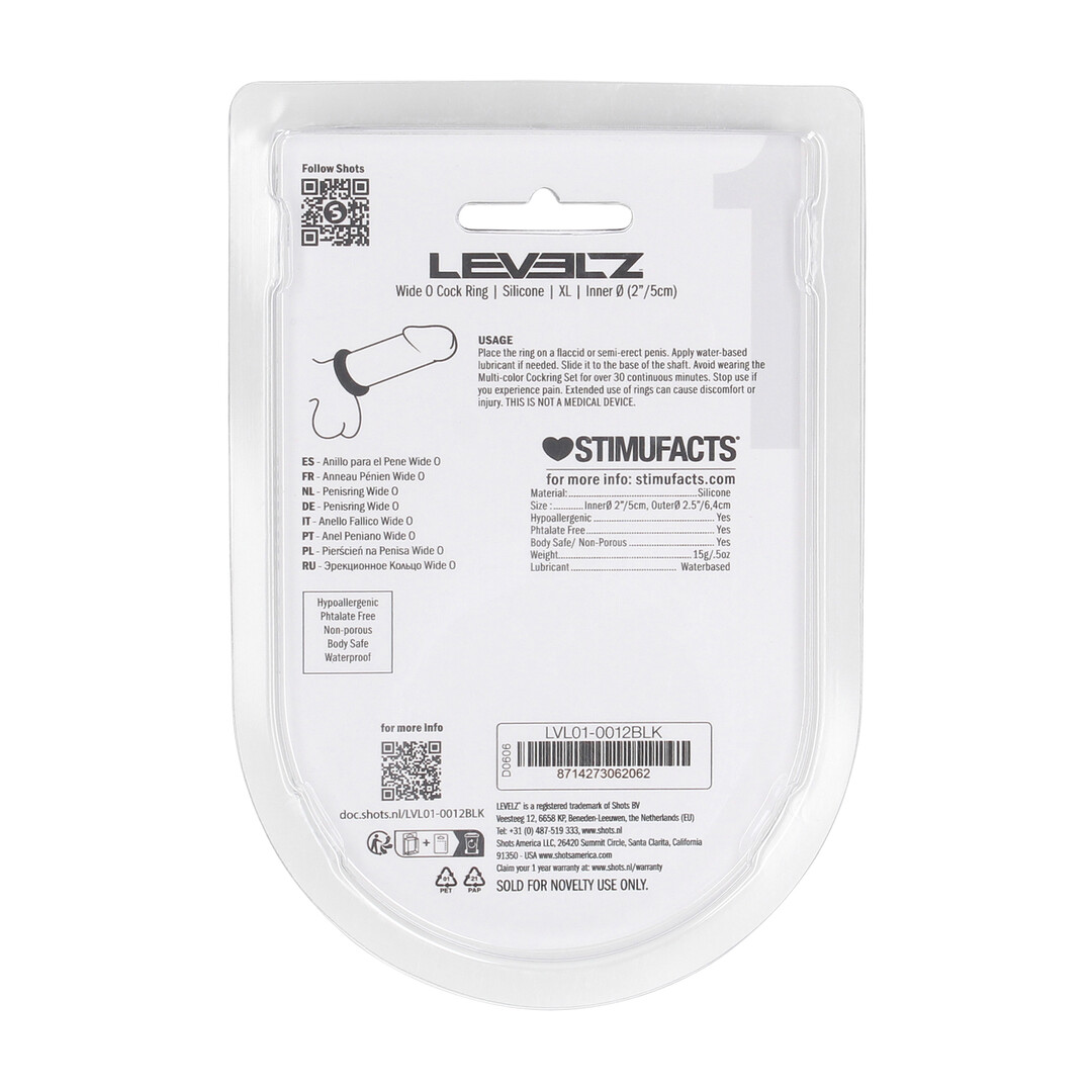 Levelz by shots Wide O Silicone Cockring - XL - 50mm - Zwart (8714273062062)