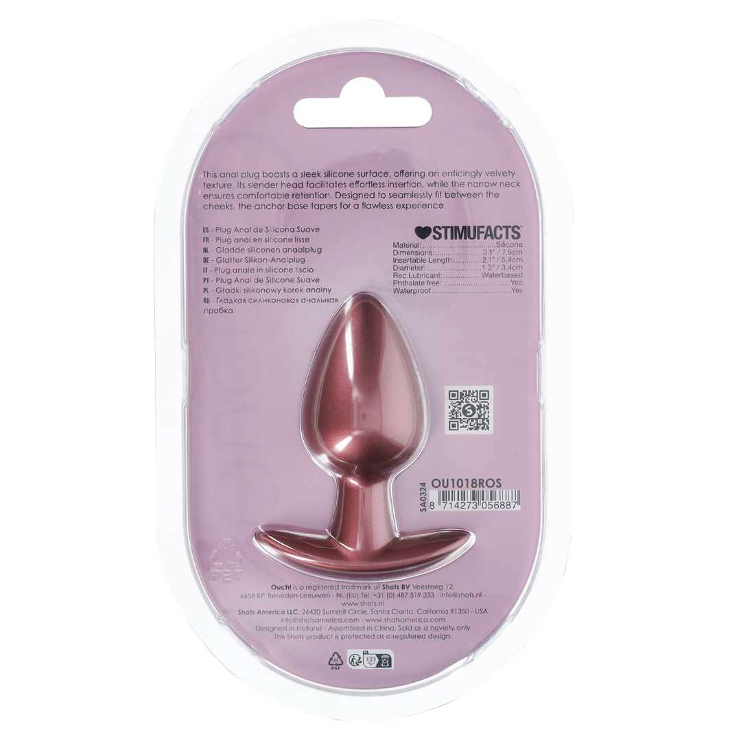 Ouch! by shots Zachte Siliconen Anale Plug - Medium - 3,1 / 7,9 cm - Roségoud (8714273056887)