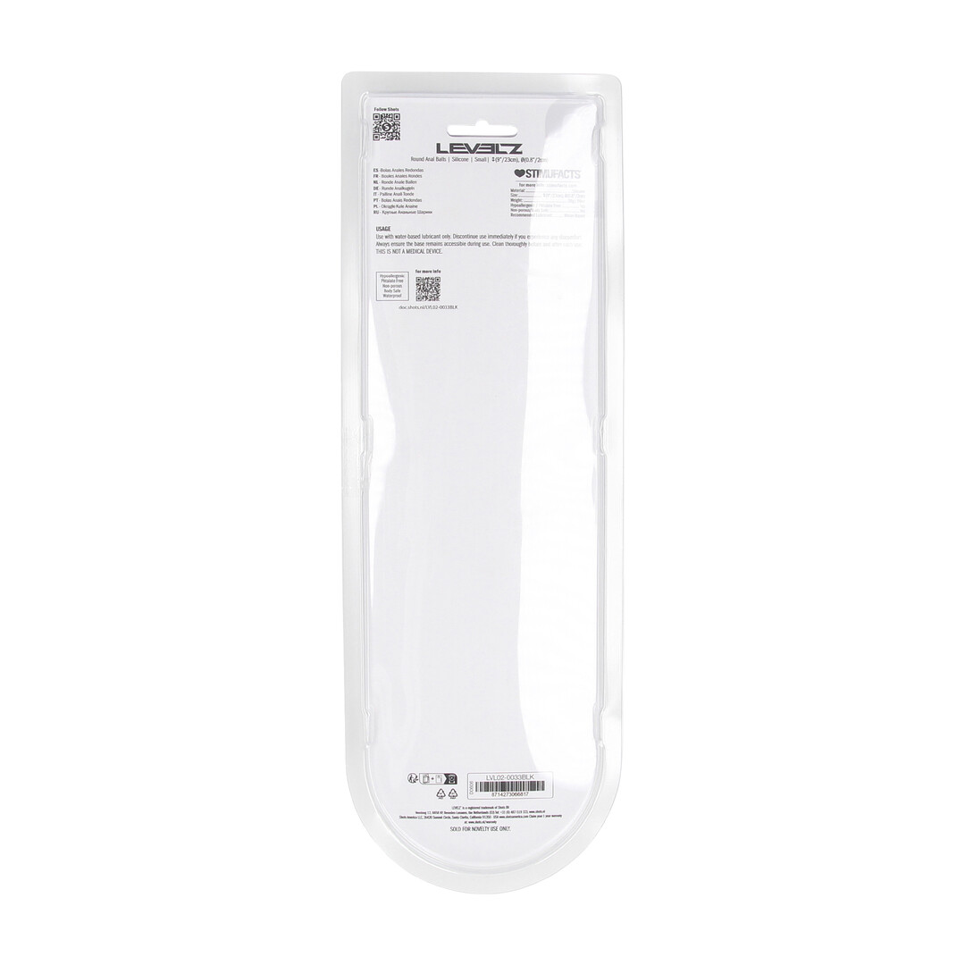 Levelz by shots Ronde Siliconen Anale Ballen - S - 20mm - Zwart (8714273066817)