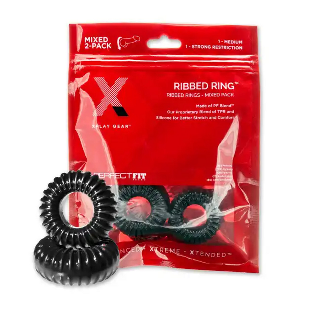 Perfectfitbrand PF Blend Premium Stretch Ribbed Ring Slim - Cockring Set (851127008734)