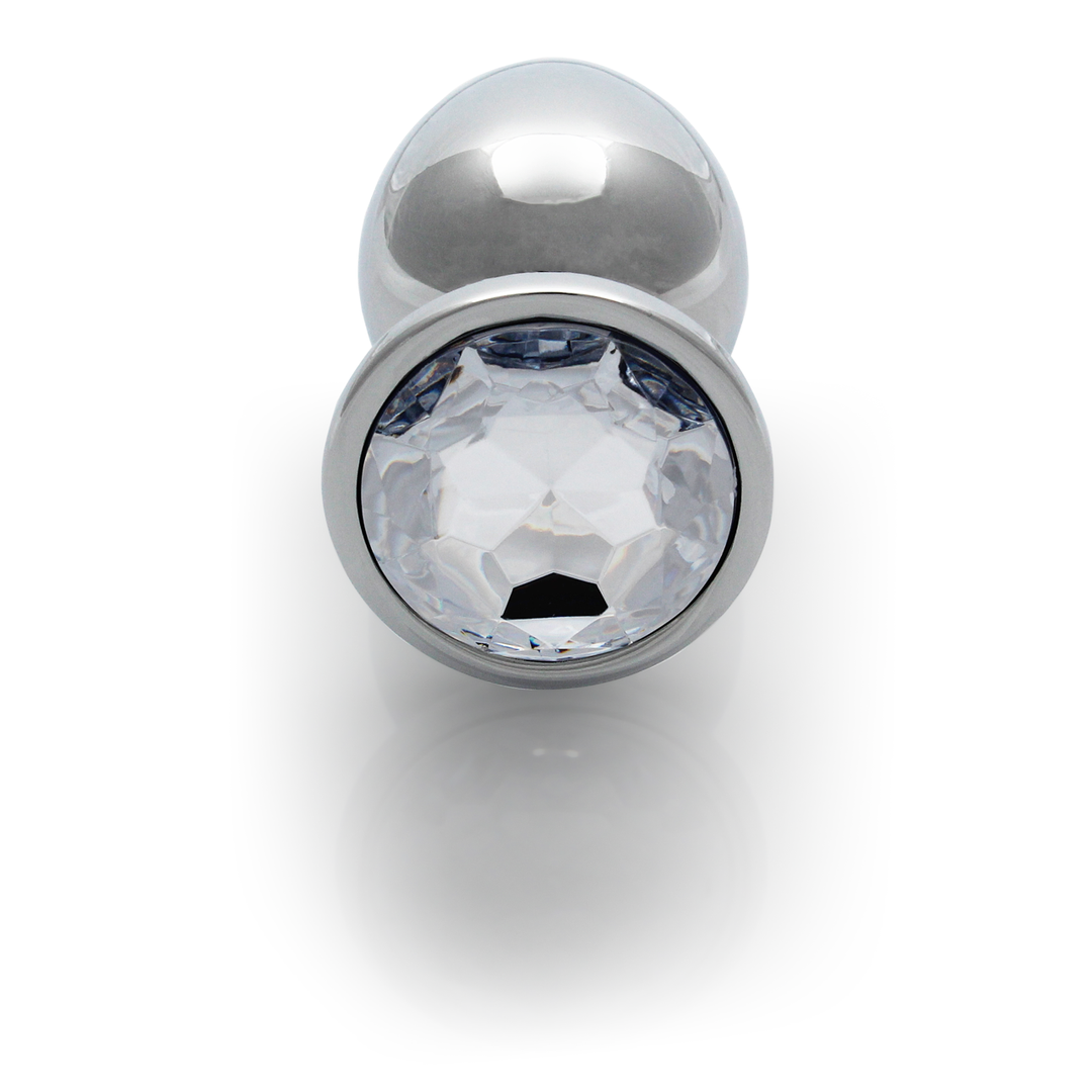 Ouch! by shots Ronde Edelsteen Butt Plug - Groot - Zilver/Diamant (8714273533647)