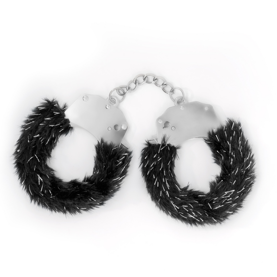 Crushious Spangle - Metalen Handboeien met Pluche - Zwart (7403254159891)