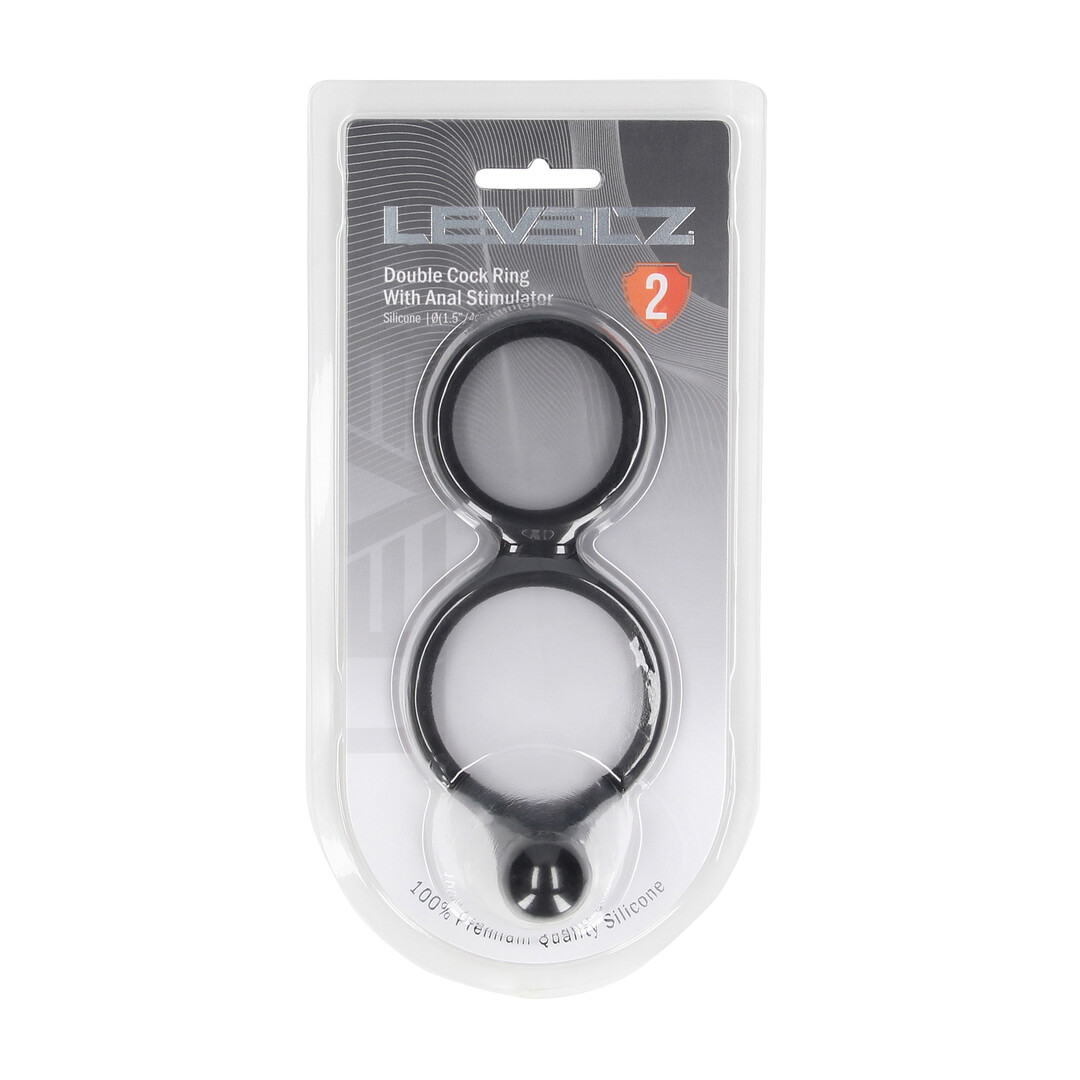 Levelz by shots Siliconen Dubbele Cockring met Anale Stimulator - Zwart (8714273064424)