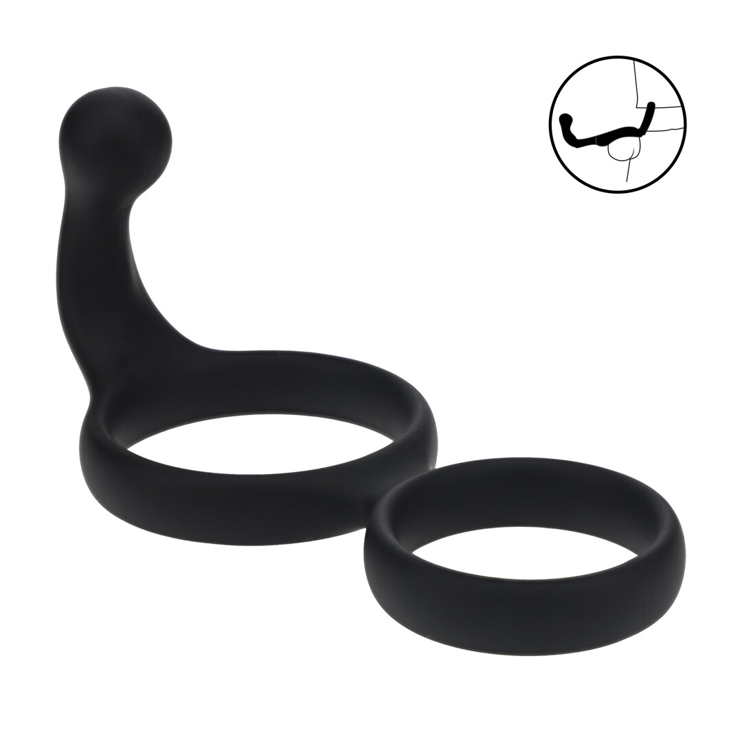 Levelz by shots Siliconen Dubbele Cockring met Anale Stimulator - Zwart (8714273064424)