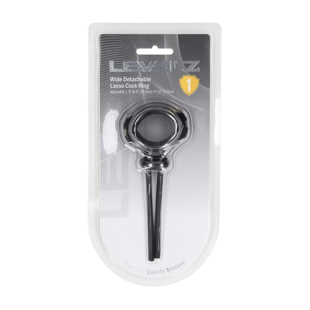 Levelz by shots Afneembare Brede Verstelbare Siliconen Lasso Cockring - 5mm - Zwart (8714273063991)