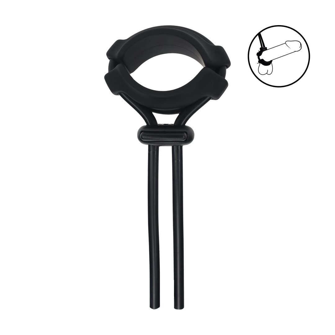 Levelz by shots Afneembare Brede Verstelbare Siliconen Lasso Cockring - 5mm - Zwart (8714273063991)