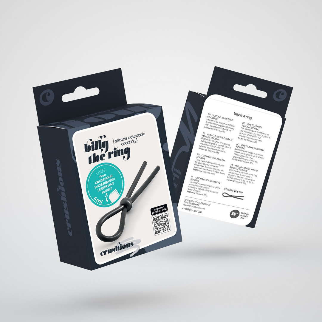 Crushious Billy the Ring - Silicone Verstelbare Cockring - Zwart (7403254150317)
