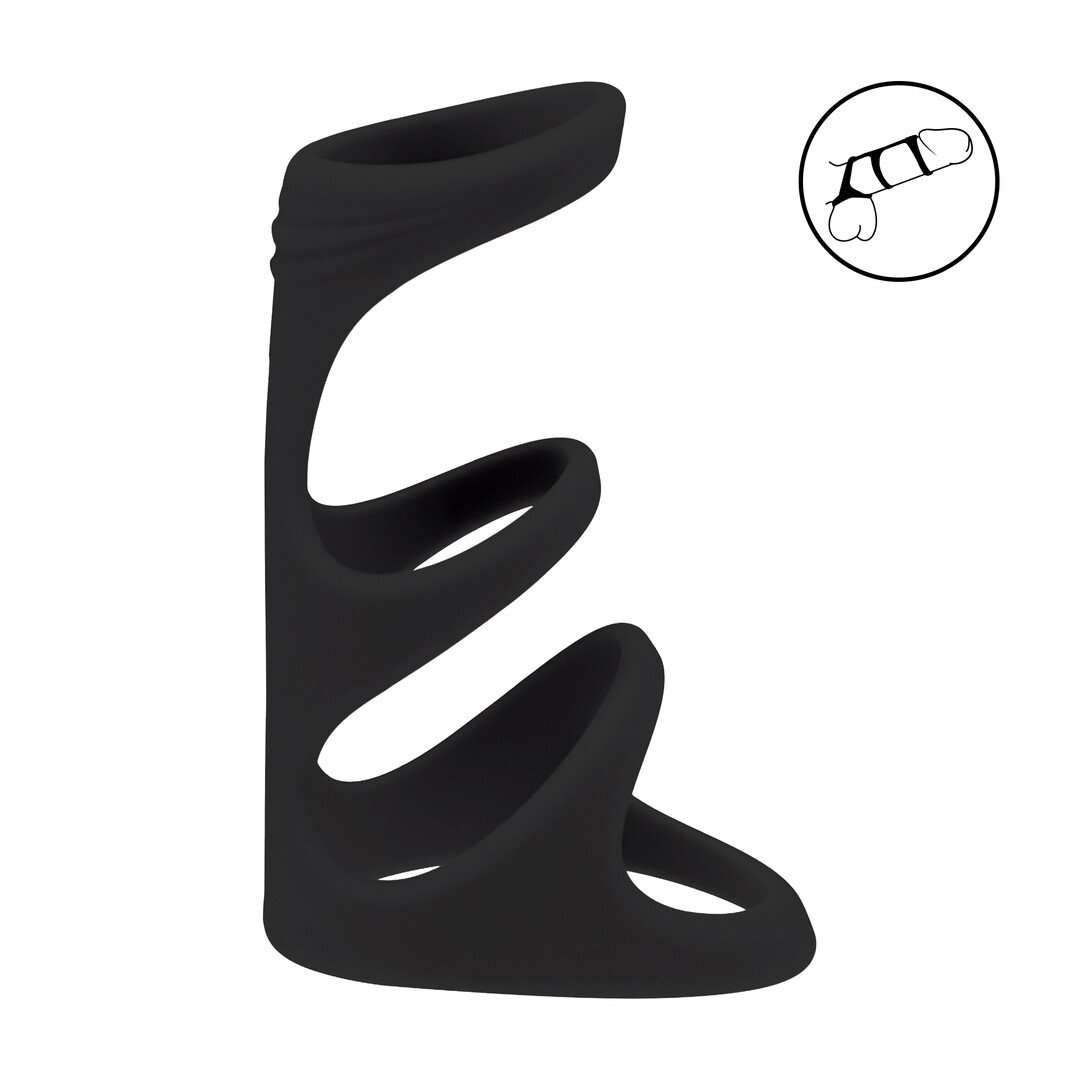 Levelz by shots 3 Lussen Siliconen Cockring - Zwart (8714273063700)