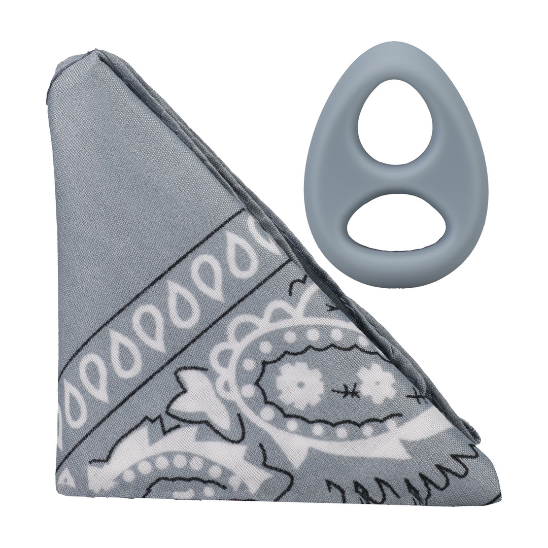 Doc johnson The Code - Siliconen Cockring met Bandana - Grijs (782421098261)