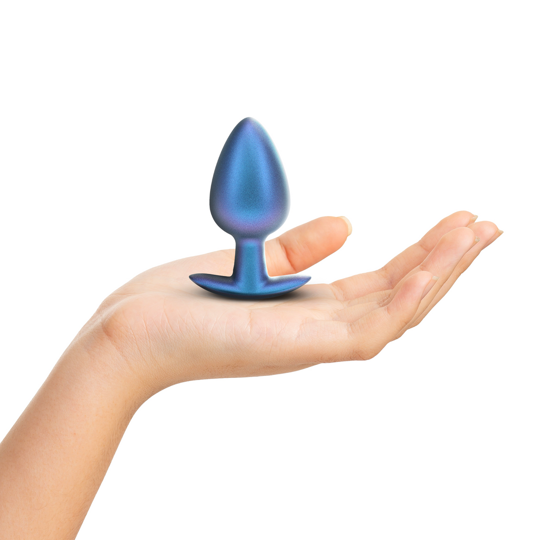 Ouch! by shots Zachte Siliconen Anale Plug - Groot - 3,5 / 8,9 cm - Metallic Blauw (8714273056900)