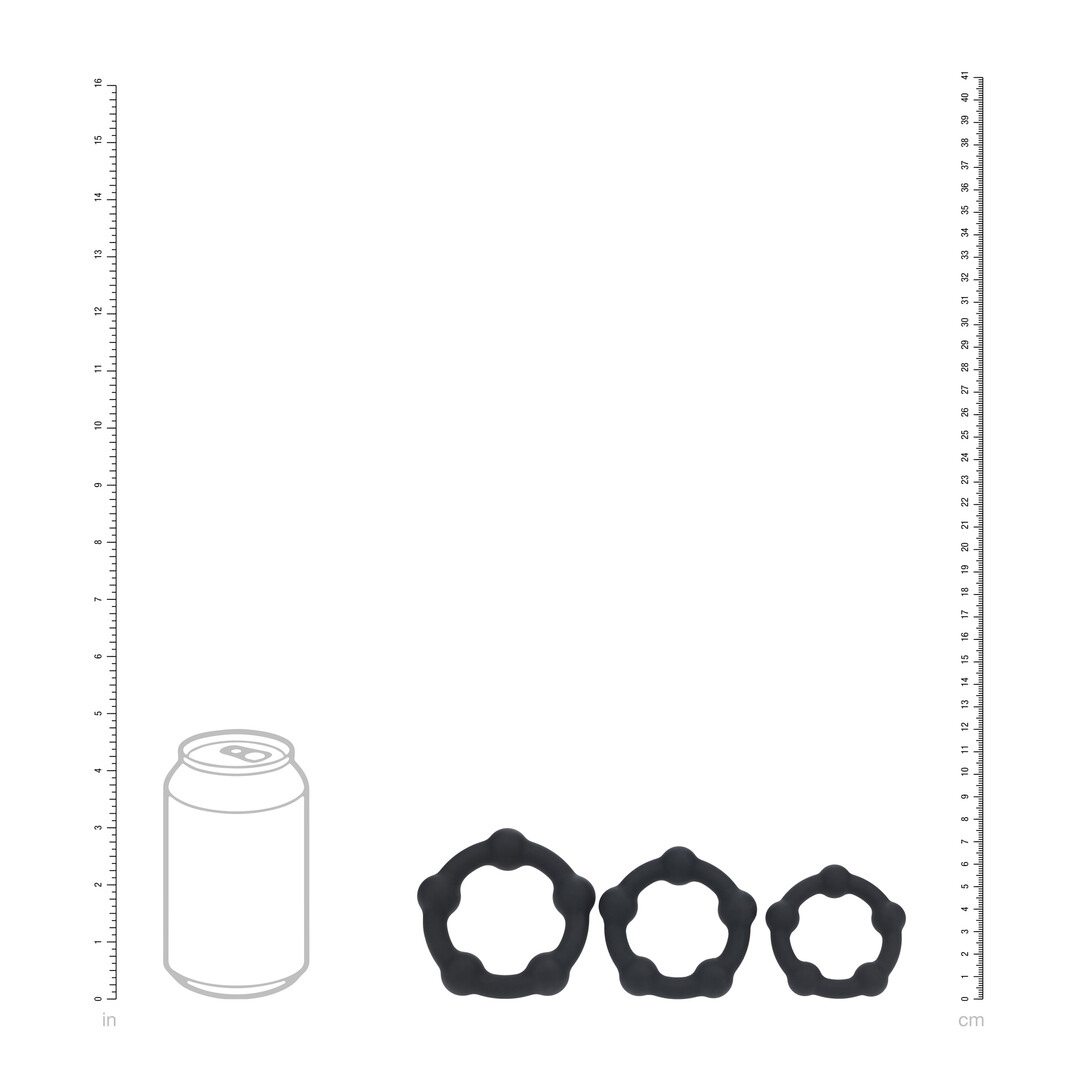 Levelz by shots Kralen Silikon Cockring Set van 3 - S/M/L - Zwart (8714273062611)