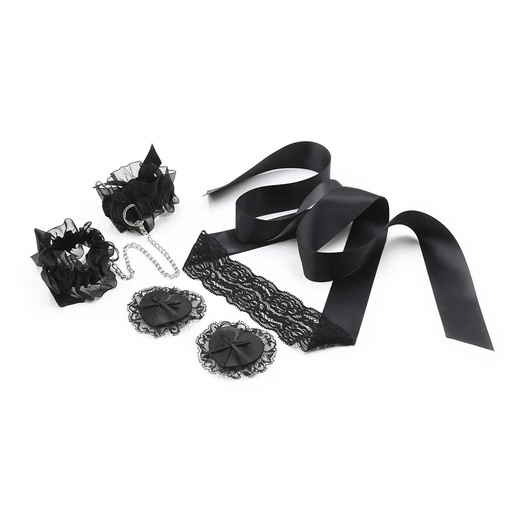 Crushious Lace Me Up - Bondage Lacy Set - Zwart (799632355137)