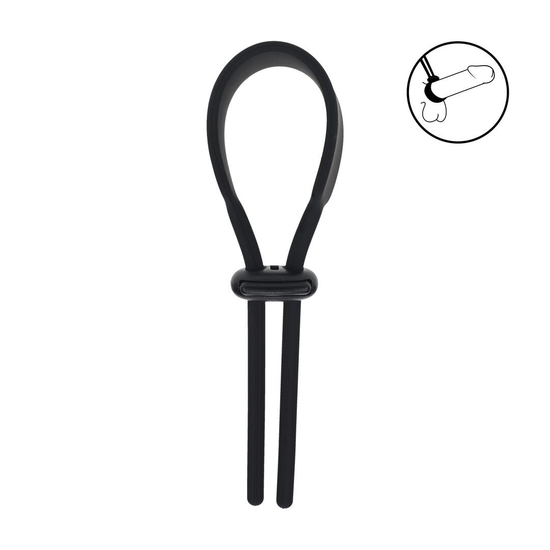 Levelz by shots Brede Verstelbare Siliconen Lasso Cockring - 5mm - Zwart (8714273063977)