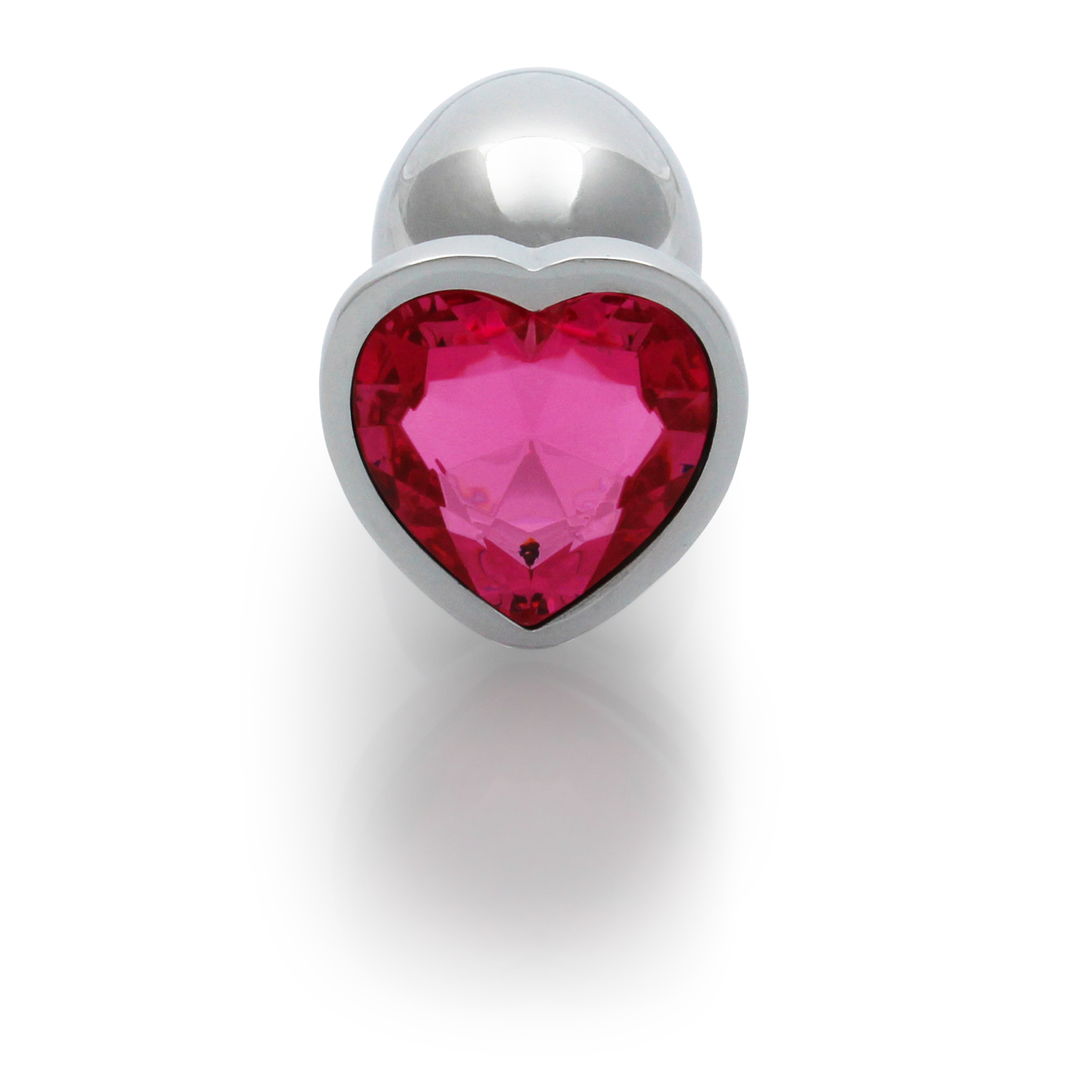 Ouch! by shots Hartje Gem Buttplug - Klein - Zilver/Rubelliet Roze (8714273533654)