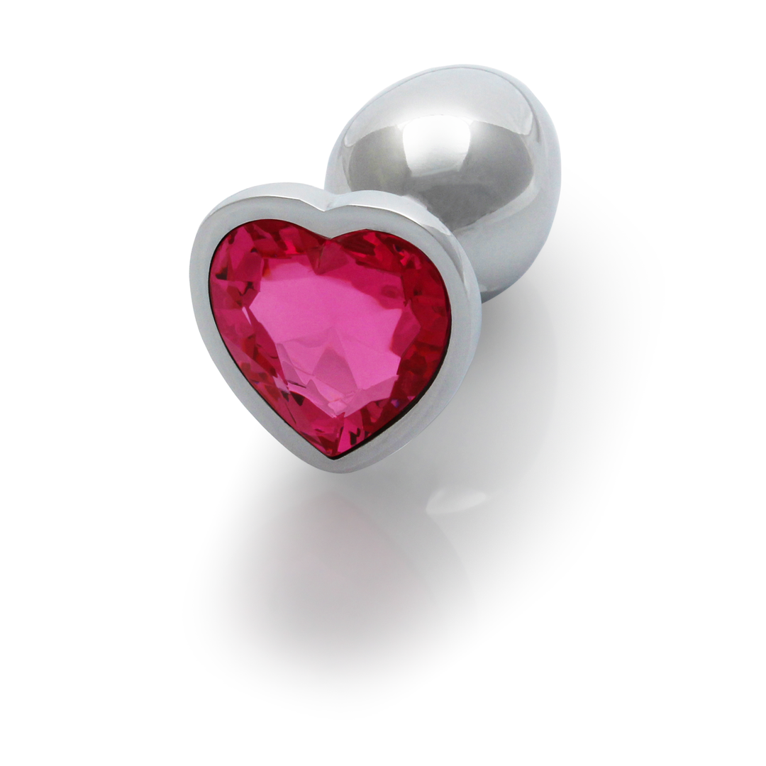 Ouch! by shots Hartje Gem Buttplug - Klein - Zilver/Rubelliet Roze (8714273533654)