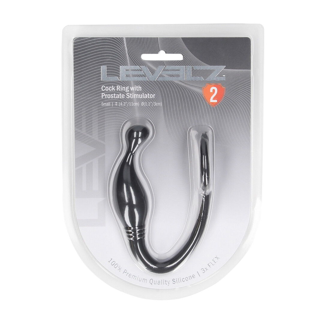 Levelz by shots Siliconen Cockring met Prostaatstimulator - S - Zwart (8714273064448)