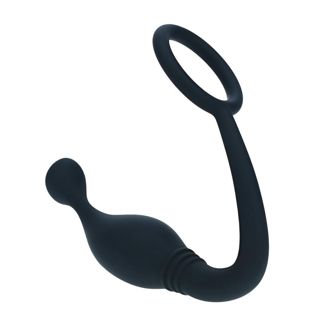 Levelz by shots Siliconen Cockring met Prostaatstimulator - S - Zwart (8714273064448)