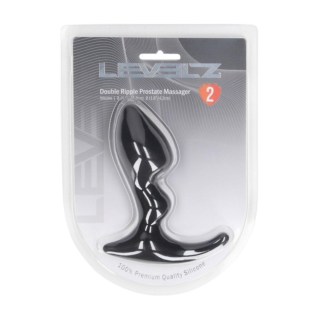 Levelz by shots Dubbele Ripple Siliconen Prostaat Massager - Zwart (8714273066305)