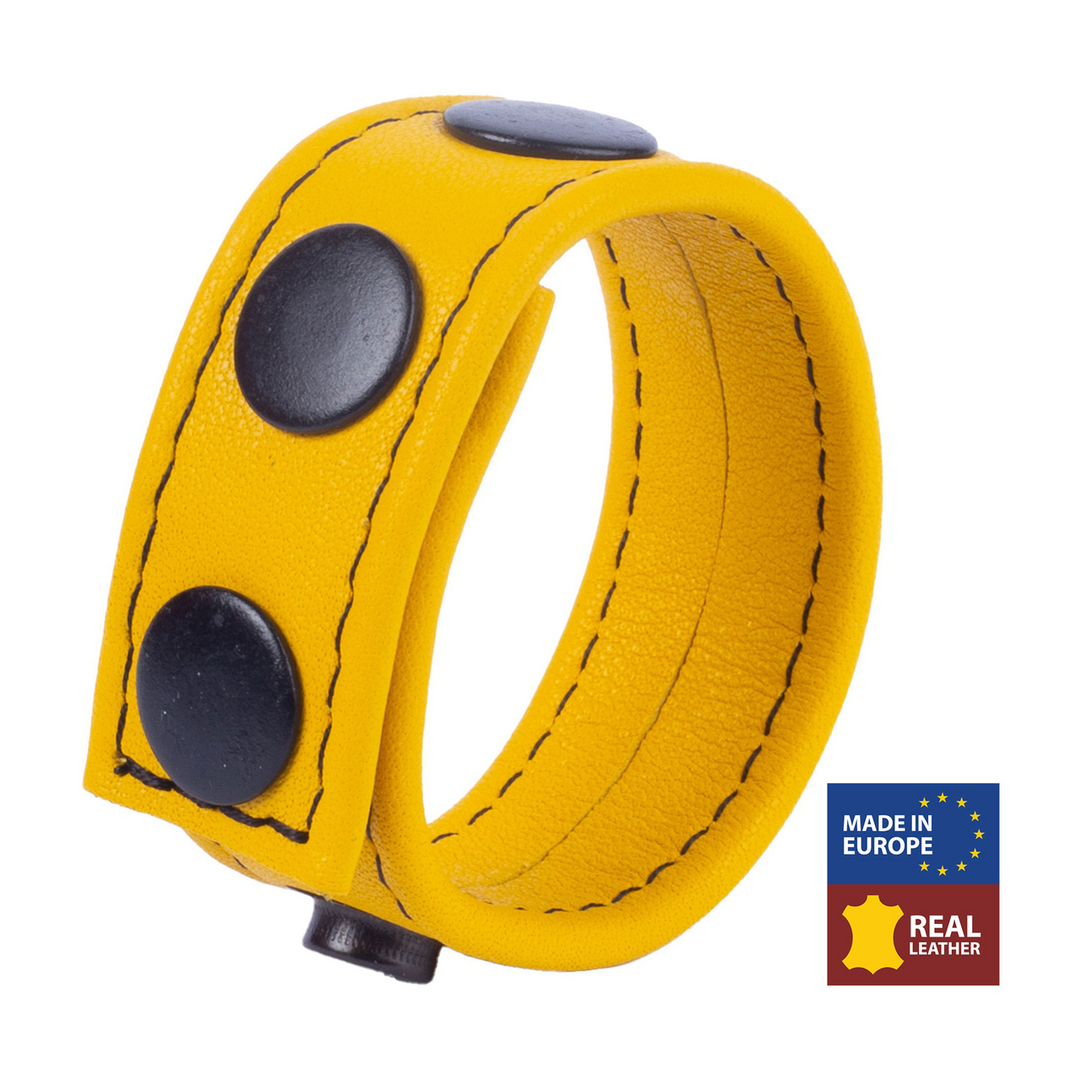 Red leather Cocky - Verstelbare Leren Cockring - Geel (3662811297146)