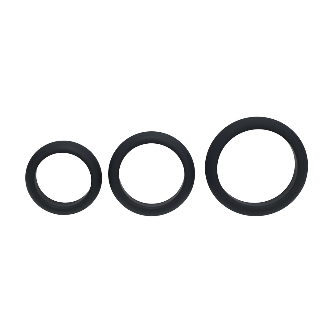 Levelz by shots Wide O Siliconen Cockring Set van 3 - S/M/L - Zwart (8714273062109)