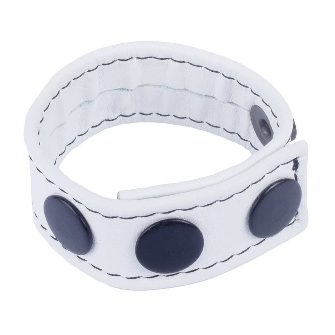 Red leather Cocky - Verstelbare Leren Cockring - Wit (3662811297160)