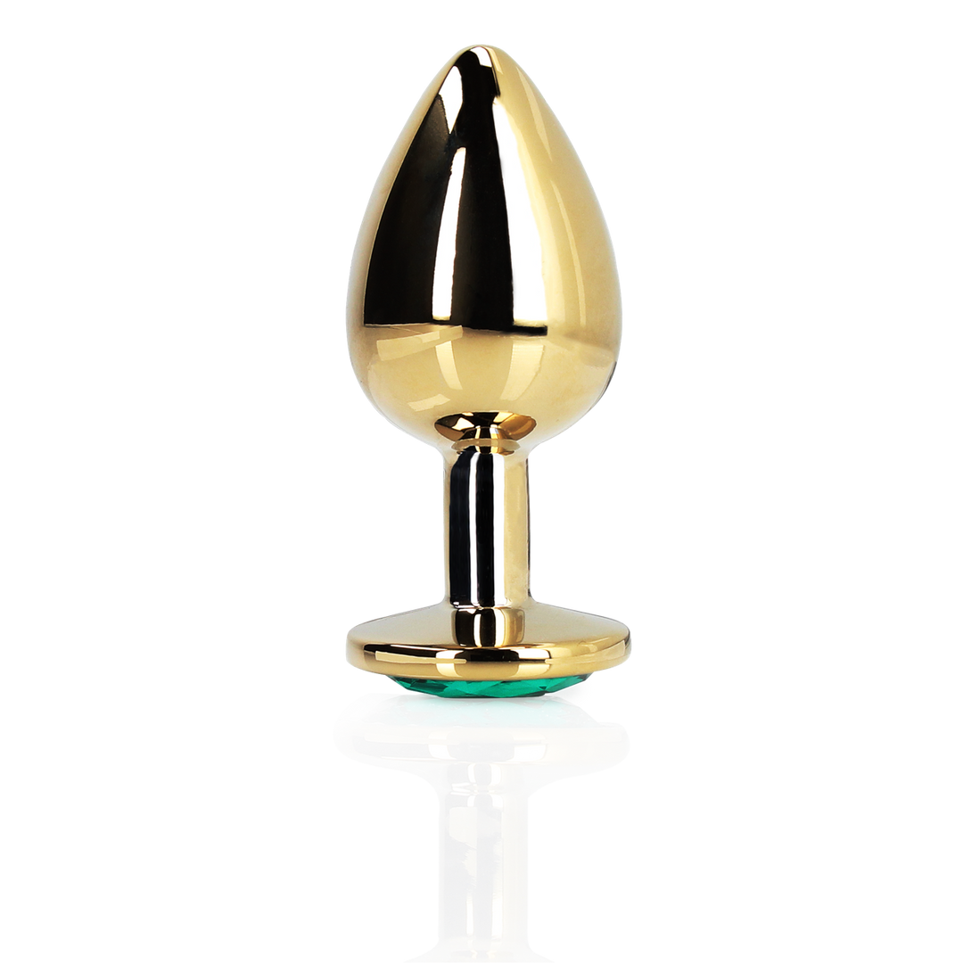 Ouch! by shots Ronde Gem Buttplug - Groot - Goud/Emerald Groen (8714273492852)
