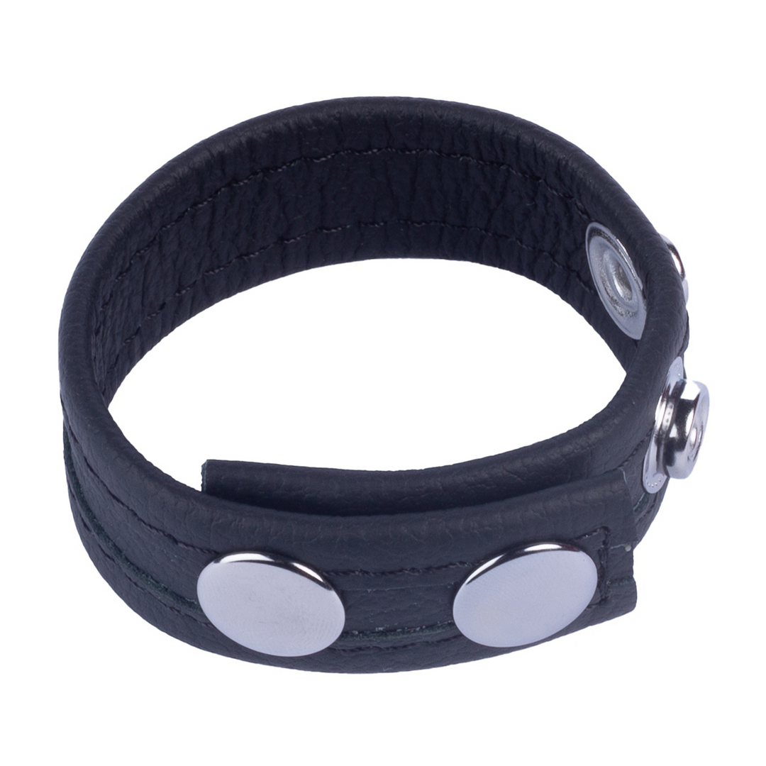 Red leather Tippy - Leren Cockring - Zwart (3662811297054)