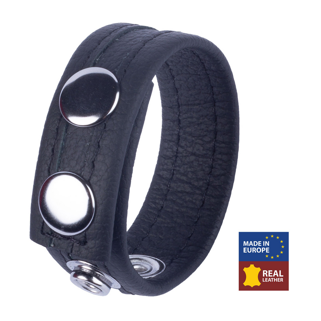 Red leather Tippy - Leren Cockring - Zwart (3662811297054)