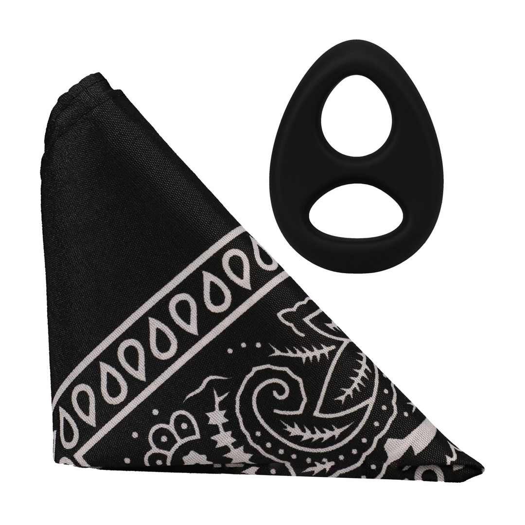 Doc johnson The Code - Siliconen Cockring met Bandana - Zwart (782421098391)