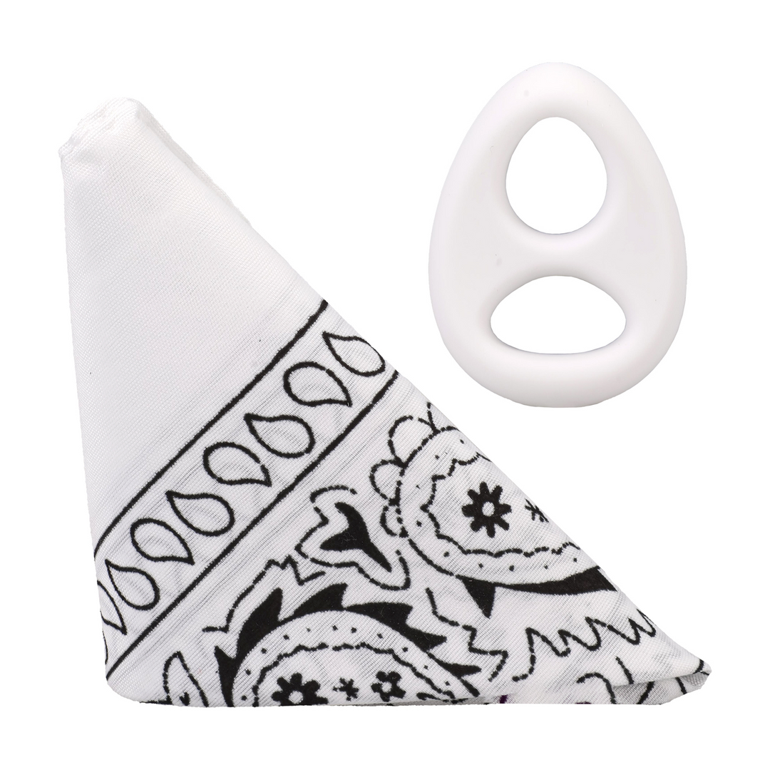 Doc johnson The Code - Siliconen Cockring met Bandana - Wit (782421098384)