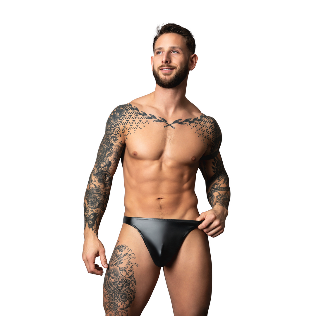 Male power Wetlook Bong Thong - L/XL - Zwart (845830095136)