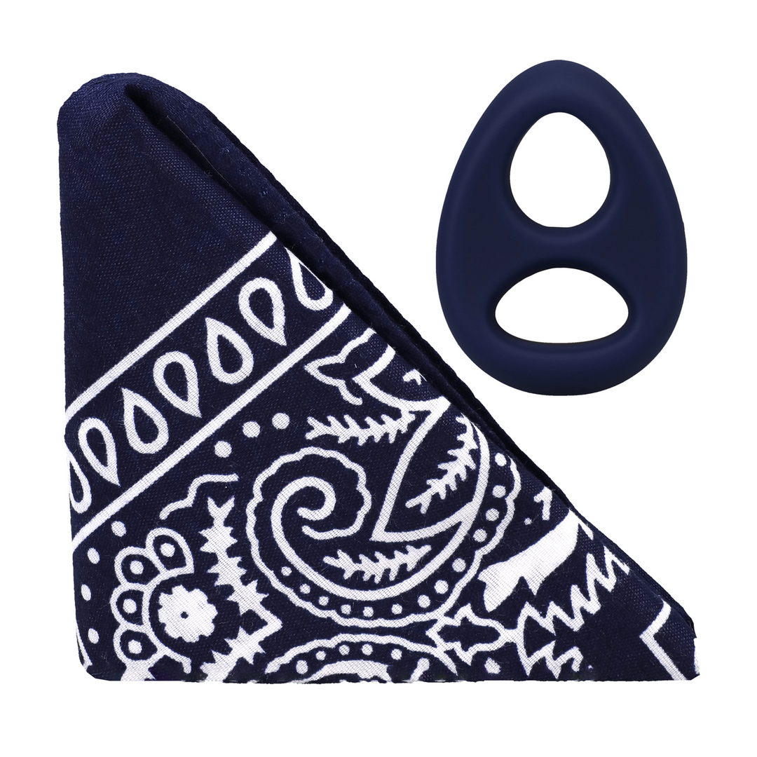 Doc johnson The Code - Siliconen Cockring met Bandana - Marineblauw (782421098278)