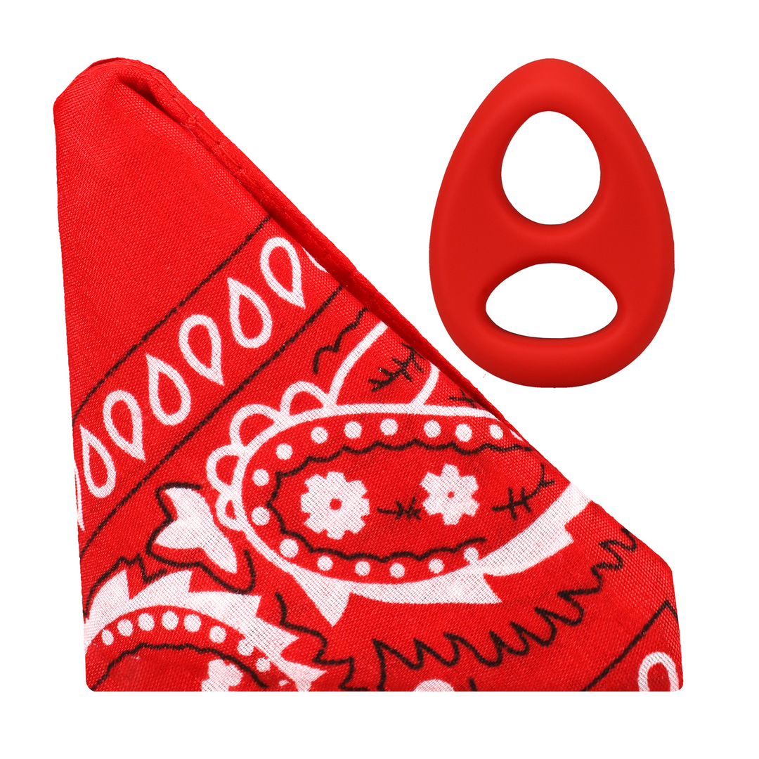 Doc johnson The Code - Siliconen Cockring met Bandana - Rood (782421098377)