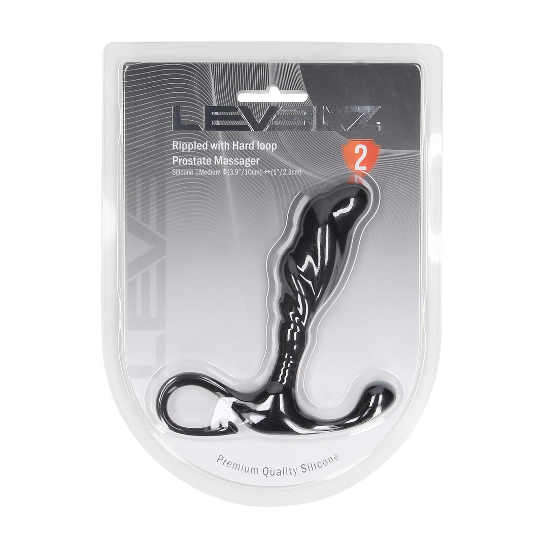 Levelz by shots Geribbelde Hard Loop Silicone Prostaat Massager - M - Zwart (8714273066497)