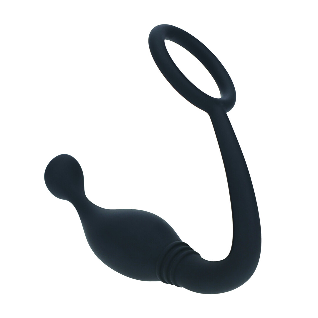 Levelz by shots Siliconen Cockring met Prostaatstimulator - M - Zwart (8714273064462)